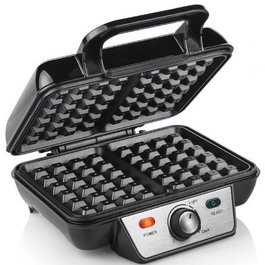 Tristar WF-2195 Gofrera para Gofres Belgas, 1000 W, 2 Gofres, Acero Inoxidable Negro